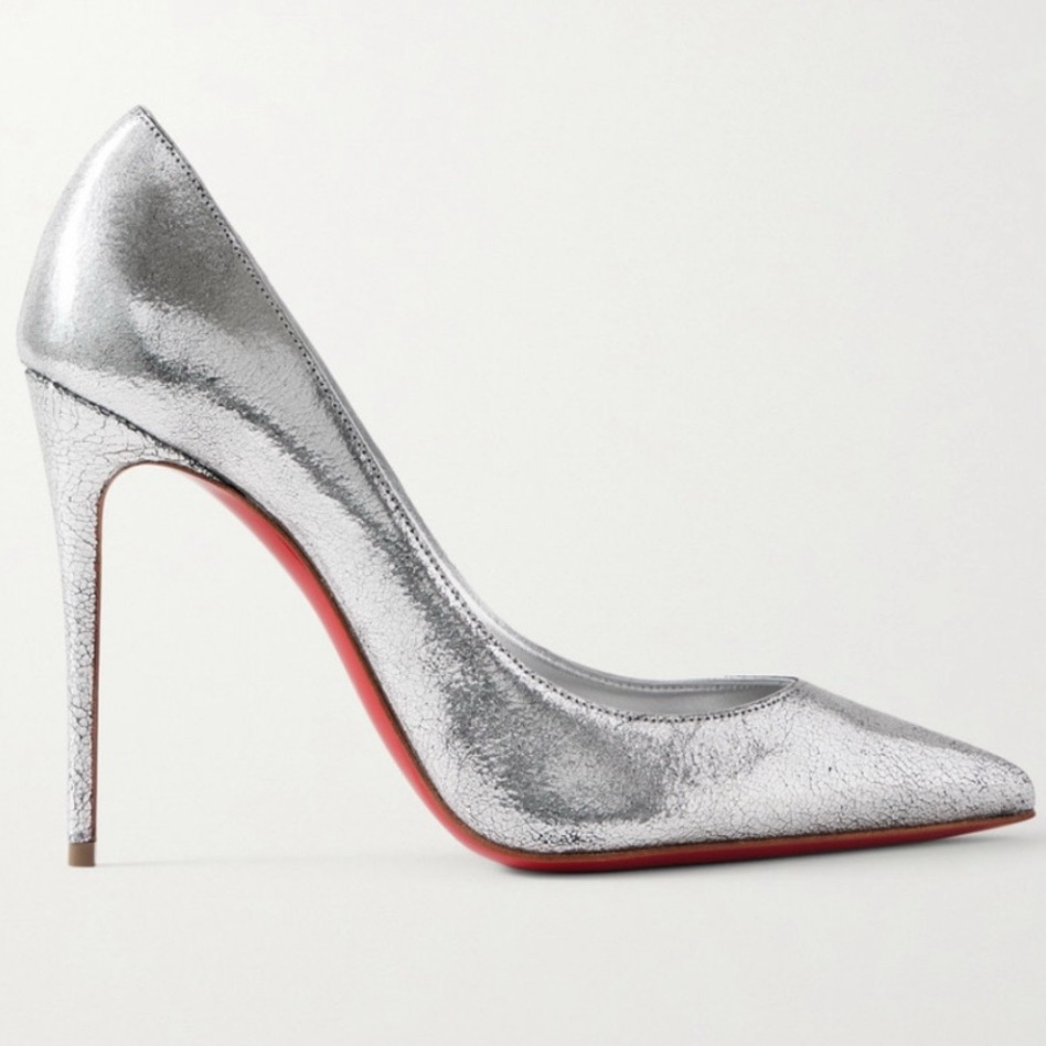 Christian Louboutin Kate 100mm Antique Silver Manoir Stiletto Sz 39.5